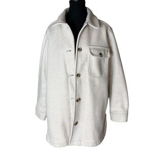 OLD NAVY Oversized Ivory Cream Oatmeal Utility Shacket Barn Jacket Size Medium